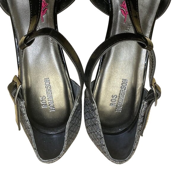 Ros Hommerson Women’s Black Diamond Heidi T-Strap Dress Heels Size 9.5N - Picture 4 of 10